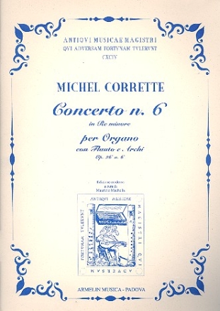 Concerto in re maggiore op.26,6 per organo solo, flauto e archi partitura e parti