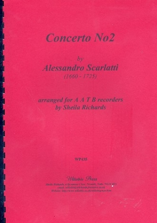 Concerto no.2 for 4 recorders (AATB) score and parts