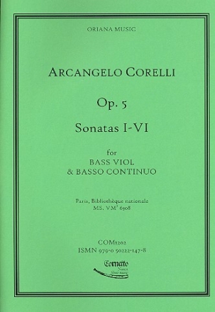 Sonaten op.5 Band 1 (Nr.1-6) fr Viola da gamba und Bc Partitur und Stimmen (Bc nicht ausgesetzt)