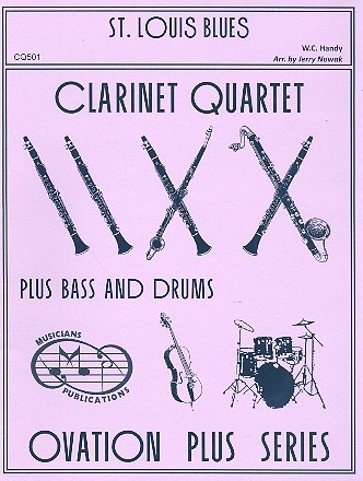 St. Louis Blues for 4 clarinets (BBBAlt), bass and drums score and parts