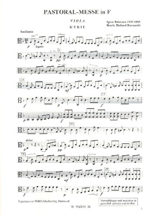 Pastoralmesse F-Dur fr gem Chor und Streichorchester Viola