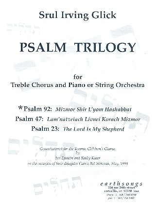 Mizmor Shir L'yom Hashabbat for female or children's chorus and piano or orchestra piano score