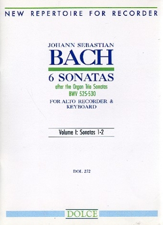 6 Sonatas after the Organ Trio Sonatas BWV525-530 vol.1 (nos.1-2) for alto recorder and keyboard