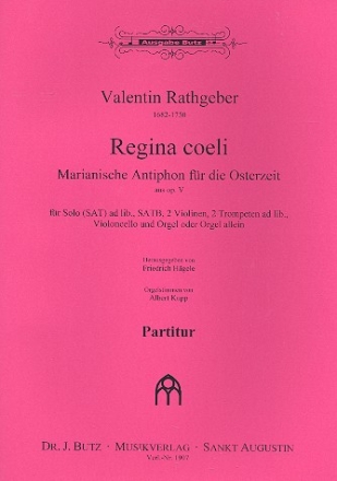 Regina coeli aus op.5 fr gem Chor und Orgel (Instrumente und Soli ad lib) Partitur