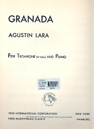 Granada for trombone (violoncello) and piano
