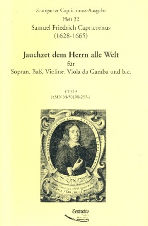 Jauchzet dem Herren alle Welt fr Sopran, Bass, Violine, Viola da gamba und Bc Partitur und Stimmen (Bc nicht ausgesetzt)