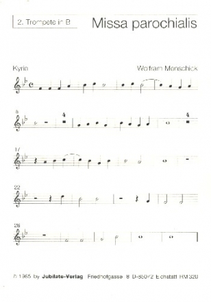 Missa parochialis fr gem Chor und Blser ad lib Blserstimmen (2 Trompeten, 2 Posaunen)
