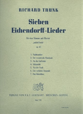 7 Eichendorff-Lieder op.45 fr Gesang (hoch-mittel) und Klavier