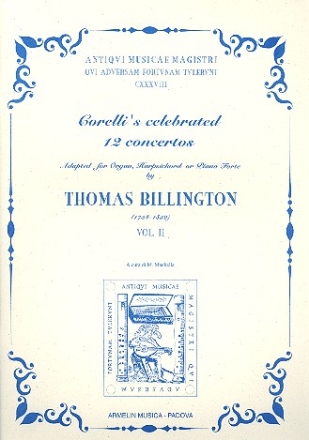 Corelli's celebrated 12 Concertos vol.2 (nos.7-12) for organ (cembalo/piano)