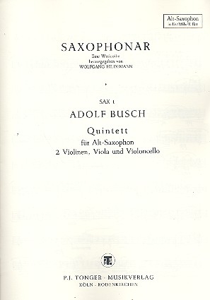 Quintett fr Altsaxophon, 2 Violinen, Viola und Violoncello Altsaxophon