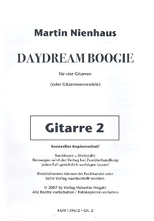 Daydream Boogie fr 4 Gitarren (Ensemble) Partitur und Stimmen Gitarre 2