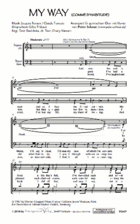 My Way fr Mnnerchor und Klavier Chorpartitur (en)