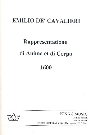 Rappresentatione di anima et di corpo for soloists, mixed chorus and instruments chorus score