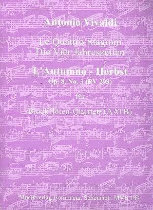 Konzert op.8,3 RV293 Der Herbst  fr 4 Blockflten (AATB) Partitur und Stimmen