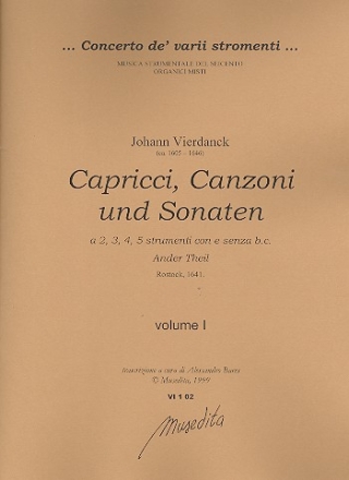 Capricci, Canzoni und Sonaten fr 2-5 Instrumente und Bc Partitur und Stimmen (Bc nicht ausgesetzt)