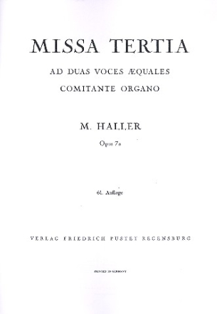 Missa tertia op.7a fr 2 gleiche Stimmen und Orgel (Harmonium) Partitur
