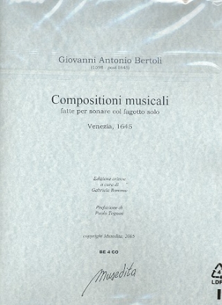 Compositioni musicali fr Fagott und Bc Partitur und Stimmen (Bc nicht ausgesetzt)