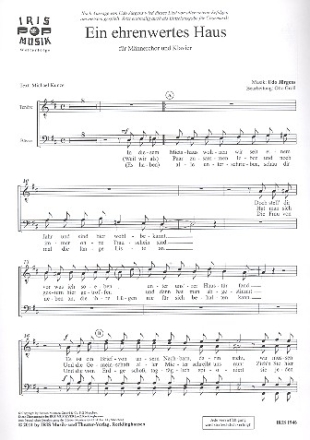 Ein ehrenwertes Haus fr Mnnerchor und Klavier Chorpartitur