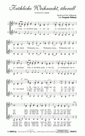 Frhliche Weihnacht berall fr Frauenchor a cappella Partitur