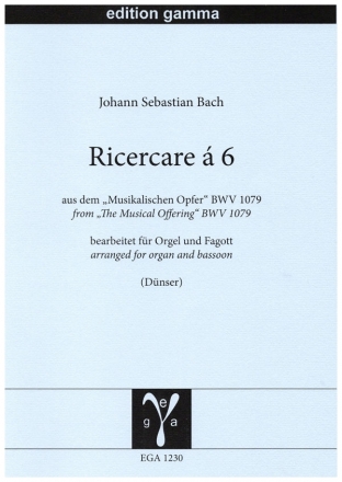 Ricercare  6 BWV1079 fr Orgel und Fagott (Violoncello/Baritonsaxophon) Stimmen