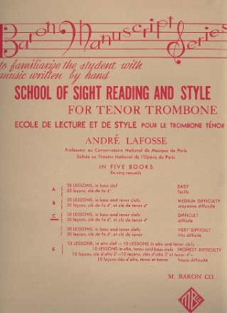 School of Sight Reading and Style vol.C (difficult) for tenor trombone (en/fr)