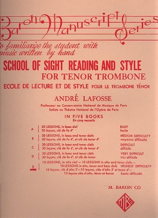 School of Sight Reading and Style vol.E (highest difficulty) for tenor trombone (en/fr)