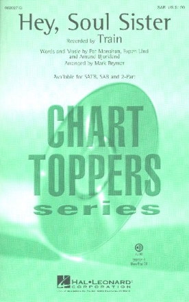 Hey Soul Sister for mixed chorus (SAB) and piano score