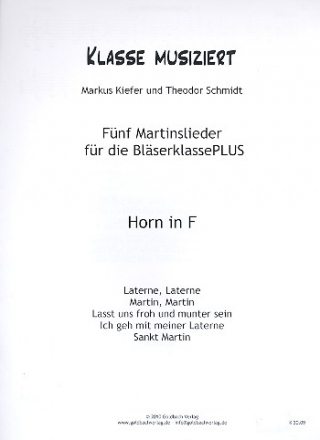 Martinslieder fr die Blserklasse PLUS Horn in F