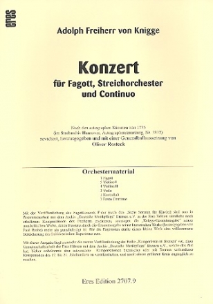 Konzert F-Dur fr Fagott, STreichorchester und Bc Stimmensatz (solo-5-4-3-1-Bc)