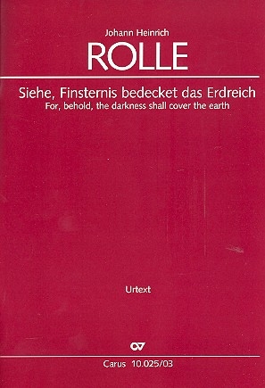 Siehe Finsternis bedecket das Erdreich fr Soli, gem Chor und Orchester Klavierauszug (dt)