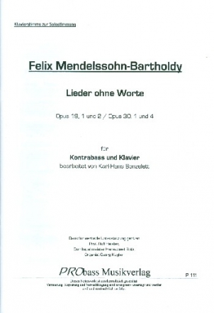 4 Lieder ohne Worte fr Kontrabass und Klavier