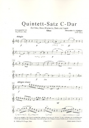 Quintettsatz C-Dur fr Flte, Oboe, Klarinette, Horn und Fagott 5 Stimmen