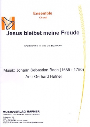 Wohl mir das ich Jesus habe BWV147 fr Flgelhorn und Blechblser Partitur und Stimmen