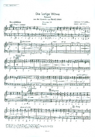 Die lustige Witwe (Potpourri) fr Akkordeonorchester Akkordeon4/Bass