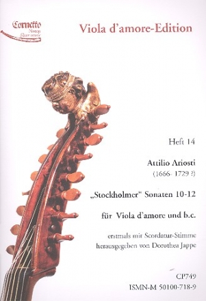 Stockholmer Sonaten Nr.10-12 fr Viola d'amore und Bc Partitur und Stimmen (Bc nicht ausgesetzt)