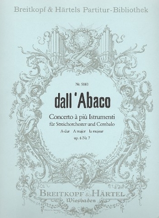 Konzert A-Dur op.6,7 fr Streichorchester und Cembalo Partitur