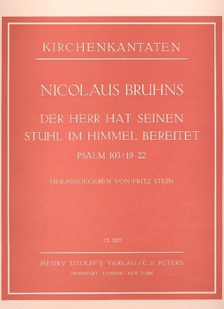 Der Herr hat seinen Stuhl im Himmel bereitet fur Bass, Streicher und Bc Partitur