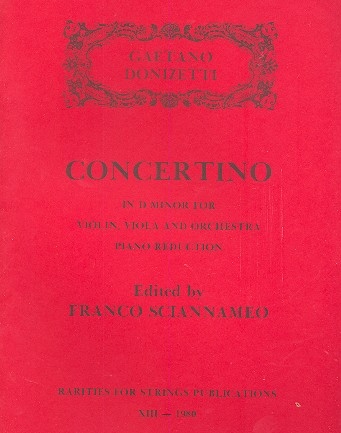 Concertino d minor for violin, viola and orchestra for violin, viola and piano