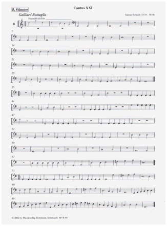 Fnfstimmige Instrumentalstze fr 5 Blockflten (SSATB) 5. Stimme (Bass)