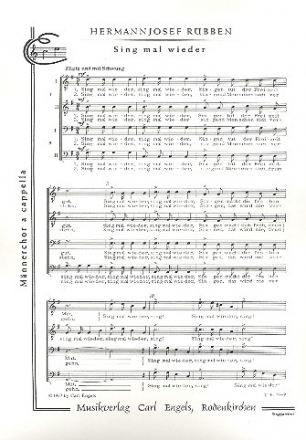 Sing mal wieder fr Mnnerchor a cappella Partitur