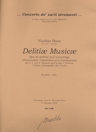 Delitiae Musicae fr 2-4 Instrumente (Violine/Violone/Clavicymbel/Theorbe) Partitur und Stimmen