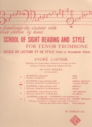 School of Sight Reading and Style vol.B (medium difficulty) for tenor trombone (en/fr)