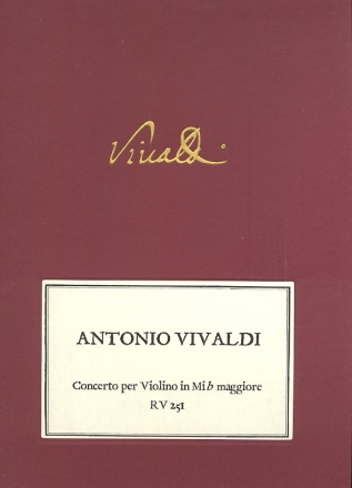 Concerto mi b maggiore RV251 per violino e orchestra partitura e parte