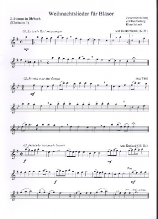 Weihnachtslieder fr Blser (Blasorchester) 2. Stimme in B hoch (Klarinette 1)