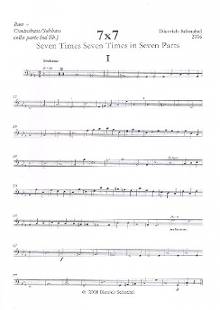 7 x 7 for recorder ensemble (SSAATTB (Cb ad lib)) bass