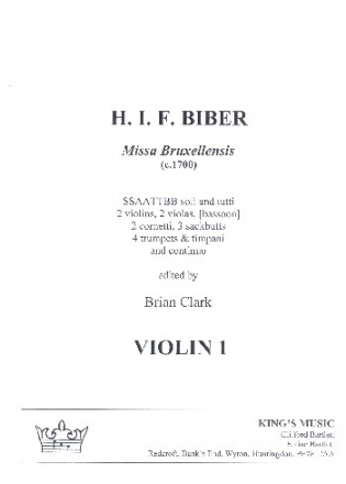 Missa Bruxellensis for soli, mixed chorus, 2 violins, 2 violas, 2 cornetti, 3 sackbutts, 4 trumpets, timpani and bc, set of 16 parts