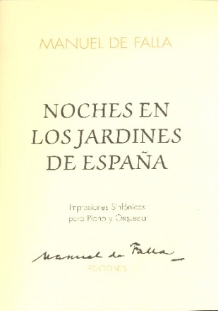 Noches en los jardines de Espana para piano y orchestra partitura