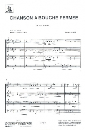 Chanson a bouche fermee pour choeur mixte a cappella partition