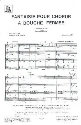 Fantasie pour choeur a bouche fermee pour chouer mixte a cappella partition