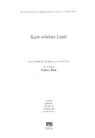 Kein schner Land fr Mnnerchor, Streicher und Klavier Spielpartituren Instrumentalstimmen